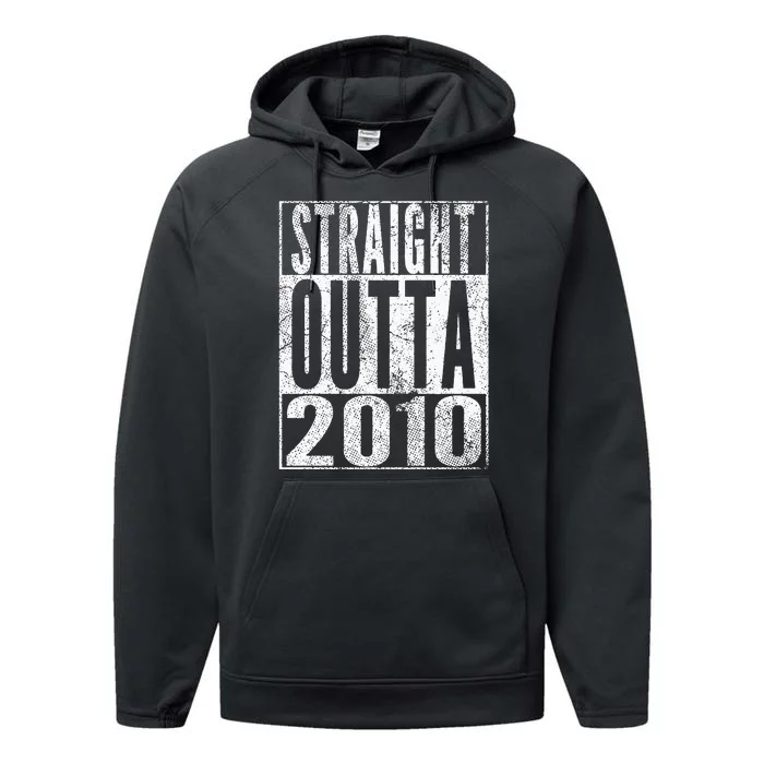 Straight Outta 2010 13th Birthday Gift 13 Years Old Kids Performance Fleece Hoodie