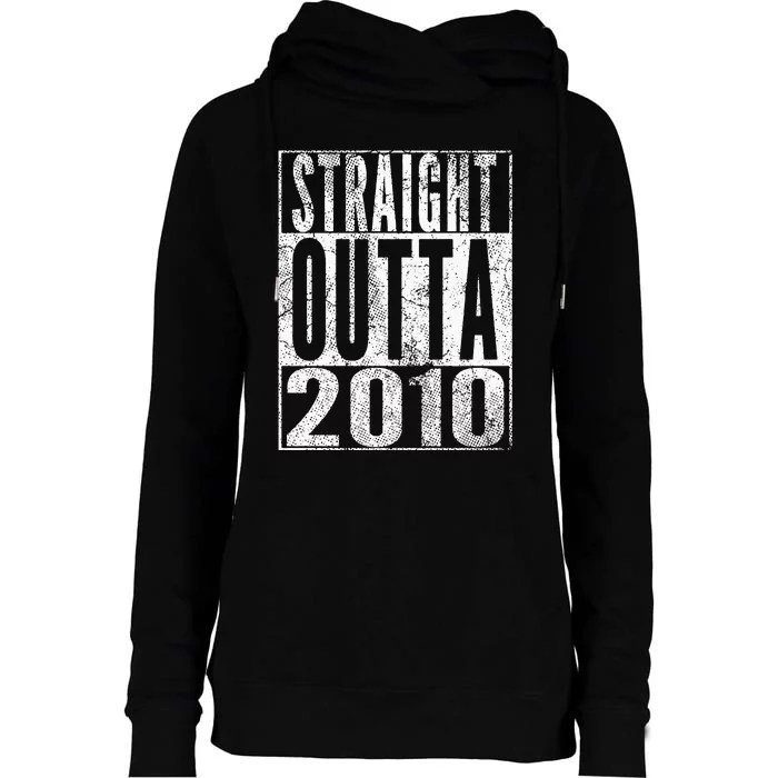 Straight Outta 2010 13th Birthday Gift 13 Years Old Kids Womens Funnel Neck Pullover Hood