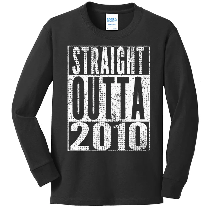 Straight Outta 2010 13th Birthday Gift 13 Years Old Kids Kids Long Sleeve Shirt