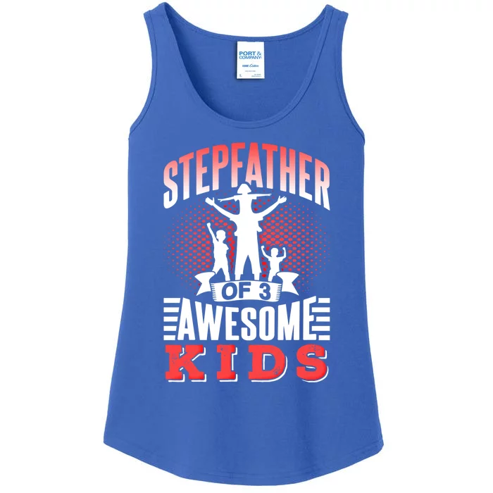 Stepfather Of 3 Awesome Step Dad Fathers Day Stepdad Gift Ladies Essential Tank