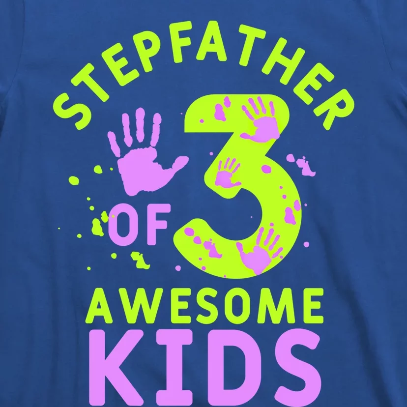 Stepfather Of 3 Awesome Stepdad Fathers Day Step Dad Gift T-Shirt