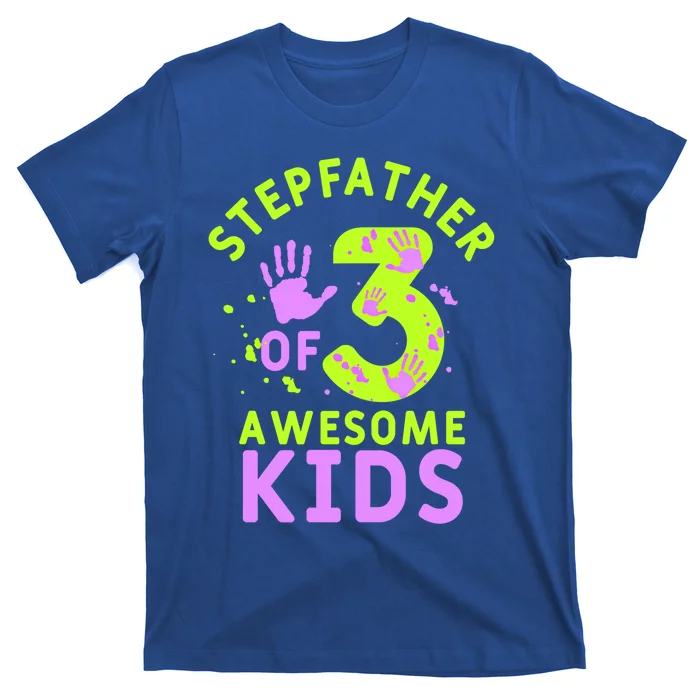 Stepfather Of 3 Awesome Stepdad Fathers Day Step Dad Gift T-Shirt