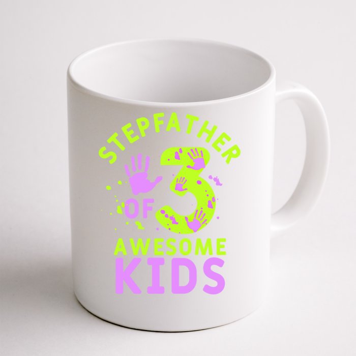 Stepfather Of 3 Awesome Stepdad Fathers Day Step Dad Gift Front & Back Coffee Mug