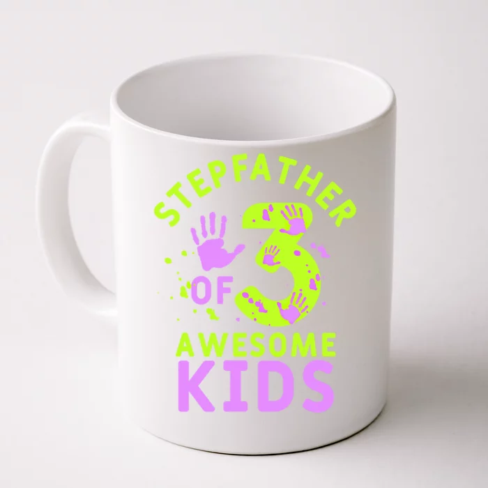 Stepfather Of 3 Awesome Stepdad Fathers Day Step Dad Gift Front & Back Coffee Mug