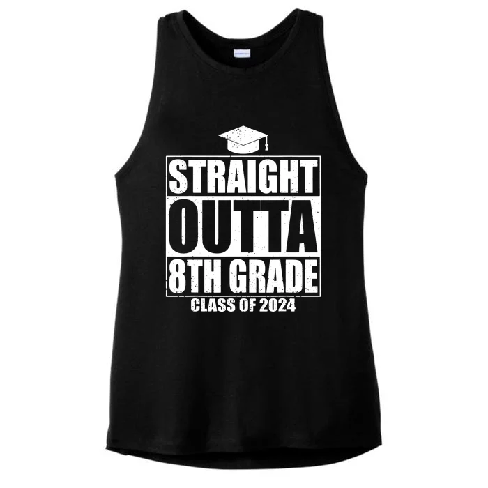 Straight Outta 8th Grade Graduation Class Of 2024 8th Grade Ladies Tri-Blend Wicking Tank