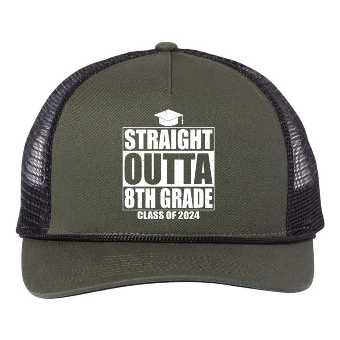 Straight Outta 8th Grade Graduation Class Of 2024 8th Grade Retro Rope Trucker Hat Cap