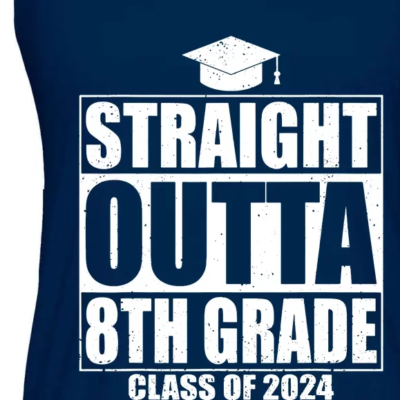 Straight Outta 8th Grade Graduation Class Of 2024 8th Grade Ladies Essential Flowy Tank