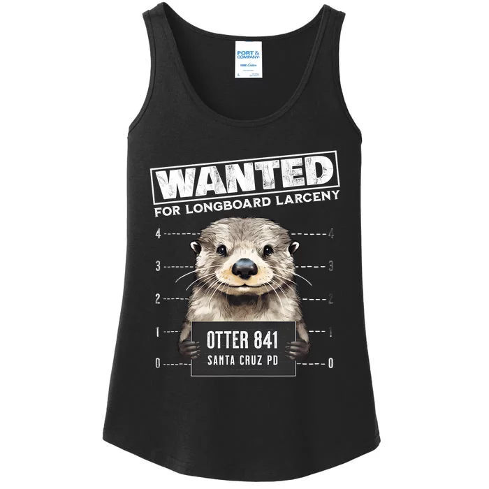 Surfing Otter 841 Wanted For Long Board Larceny Funny Cali Ladies Essential Tank