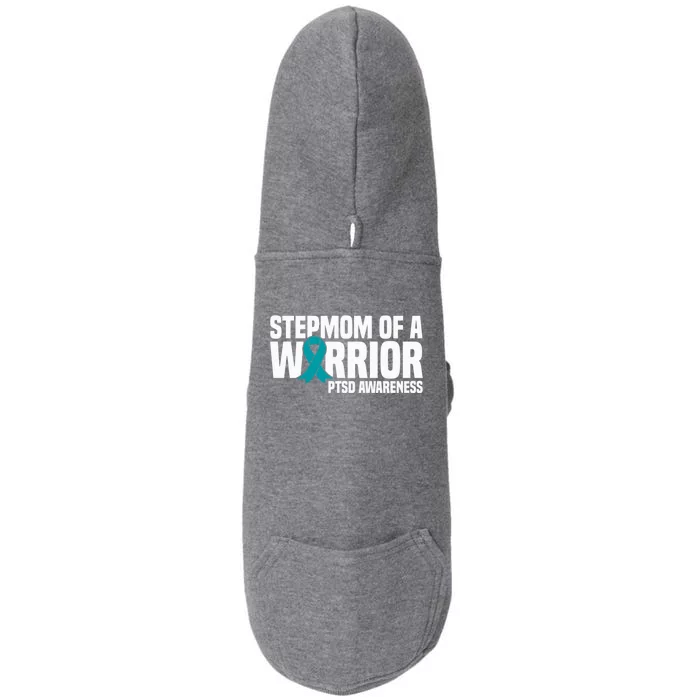 Stepmom Of A Warrior Teal Ribbon Ptsd Awareness Gift Doggie 3-End Fleece Hoodie