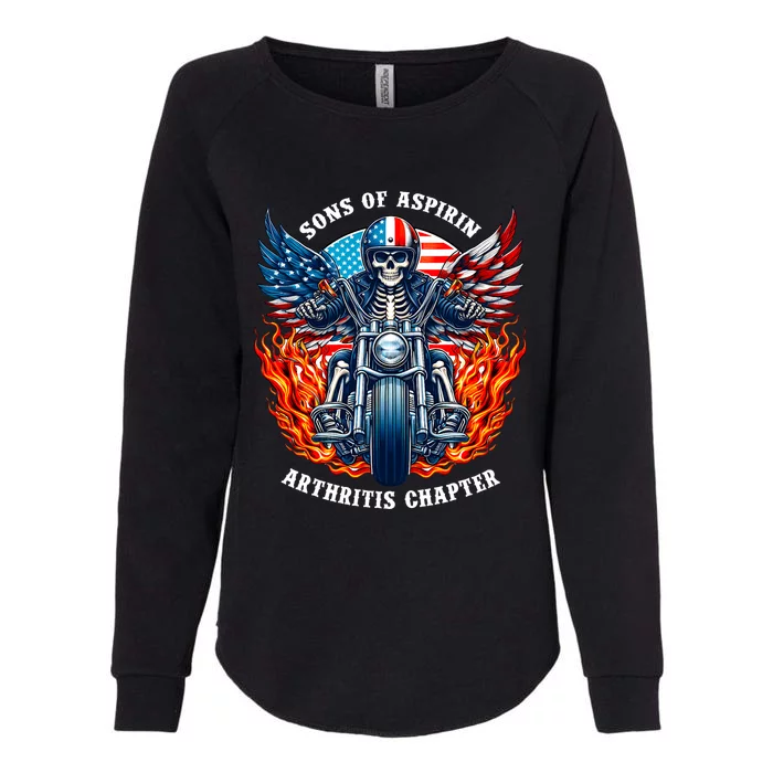 Sons Of Aspirin Arthritis Chapter Skeleton Motorcycle Rider Womens California Wash Sweatshirt