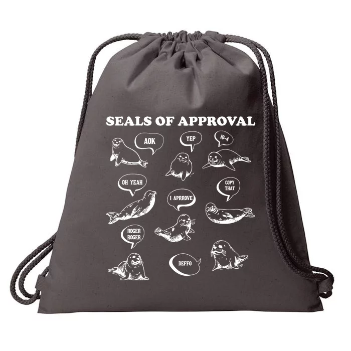 Seals Of Approval Funny Vintage Drawstring Bag