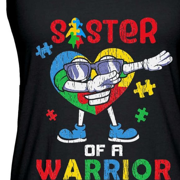 Sister Of A Warrior Autistic Autism Awareness Dabbing Ladies Essential ...