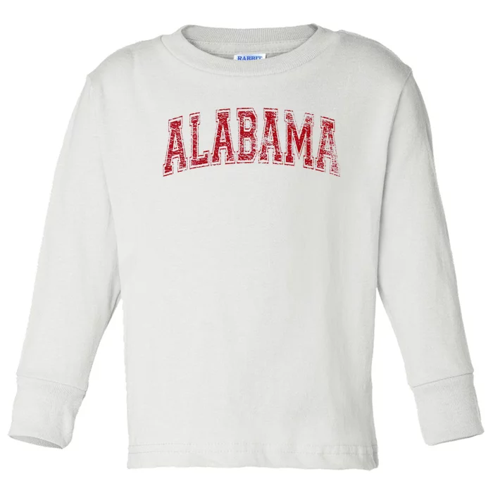 State Of Alabama Varsity Style Text Bama Pride State Flag Toddler Long Sleeve Shirt