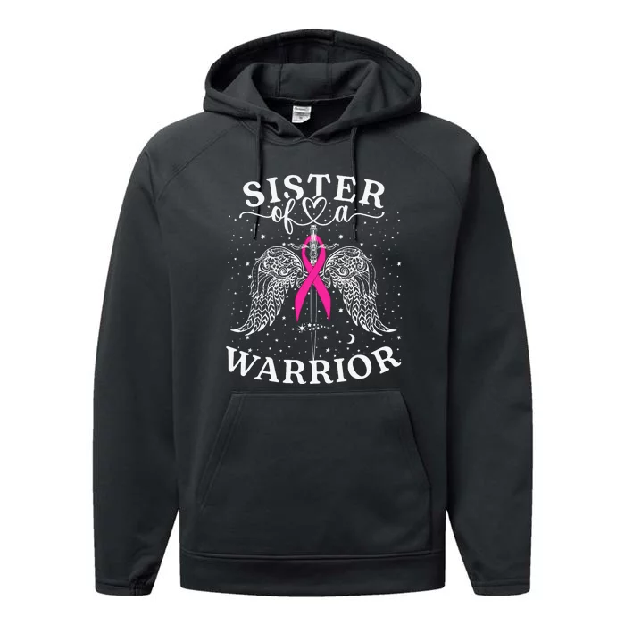 Sister Of A Warrior Breast Cancer Awareness Support Squad Performance Fleece Hoodie