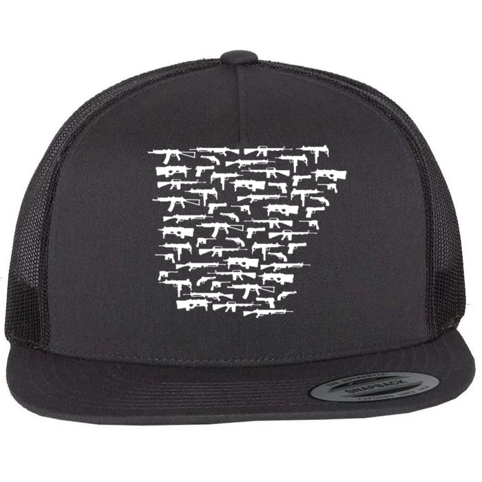 State Of Arkansas Made Up Of Guns 2nd Amendment T Flat Bill Trucker Hat