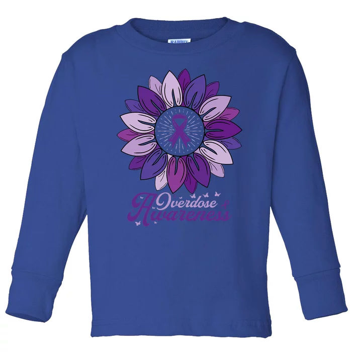 Sunflower Overdose Awareness Month Purple Toddler Long Sleeve Shirt