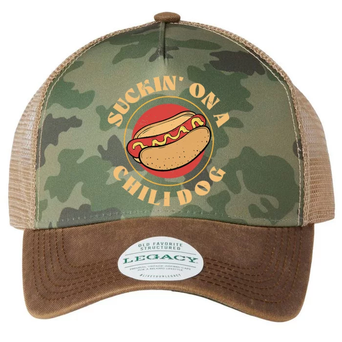 Suckin On A Chili Dog Funny Foodie Hotdog Lover Legacy Tie Dye Trucker Hat