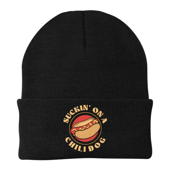 Suckin On A Chili Dog Funny Foodie Hotdog Lover Knit Cap Winter Beanie