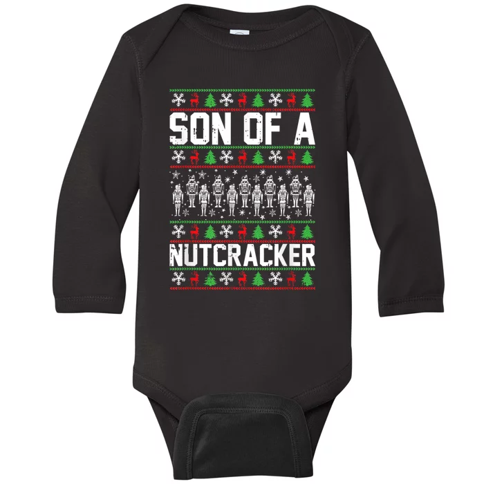 Son Of A Nutcracker Christmas Pajama Xmas Pattern Holiday Baby Long Sleeve Bodysuit