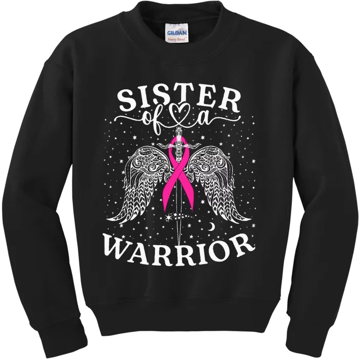 Sister Of A Warrior Breast Cancer Awareness Support Squad Kids Sweatshirt