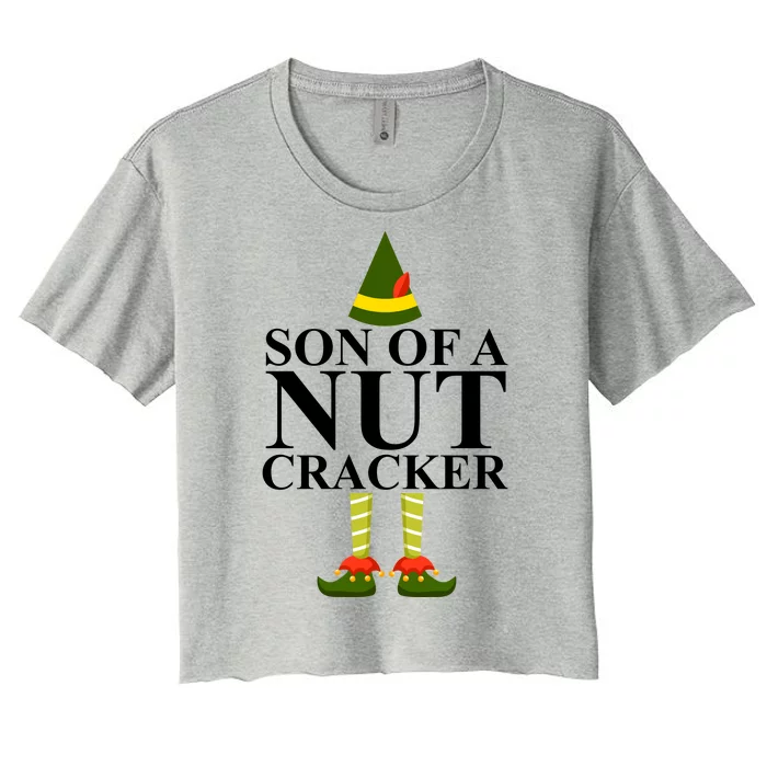 Son Of A Nut Cracker Funny Christmas Women's Crop Top Tee