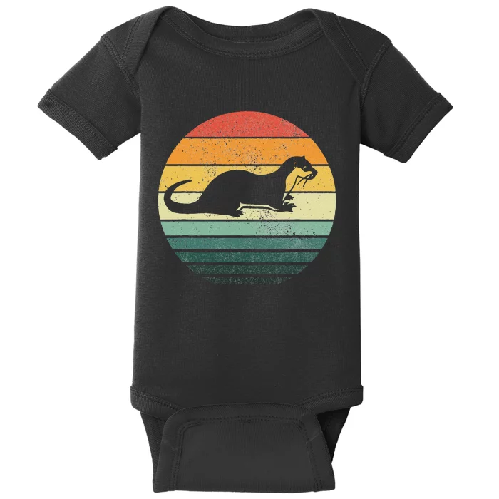 Sea Otter Animal Sunset Retro Vintage 70s Nature Lovers Baby Bodysuit