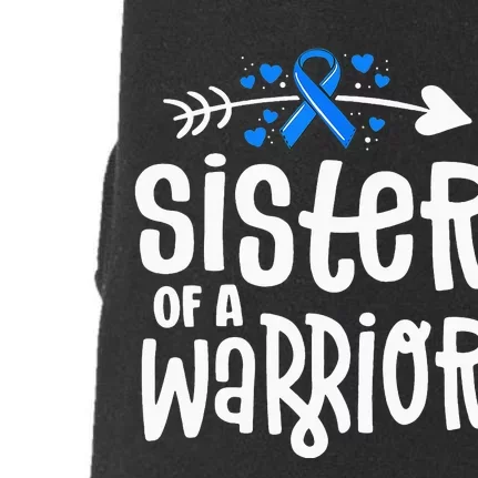 Sister Of A Warrior ALS Family Blue Ribbon Awareness Doggie 3-End Fleece Hoodie