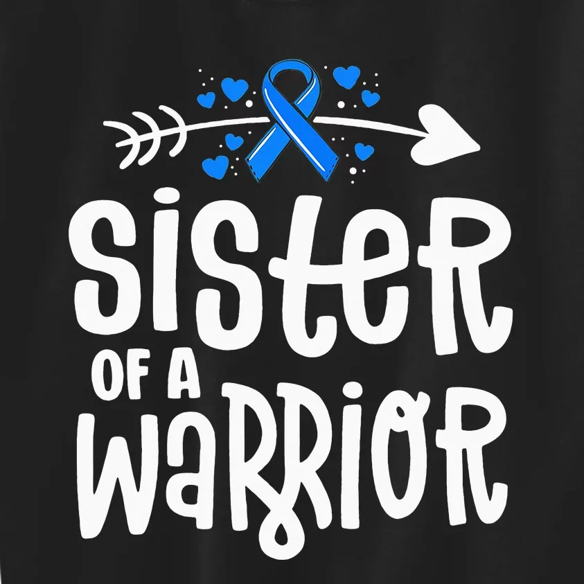 Sister Of A Warrior ALS Family Blue Ribbon Awareness Kids Sweatshirt