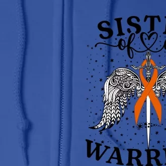 Sister Of A Warrior Leukemia Cancer Awareness Support Squad Cute Gift Full Zip Hoodie