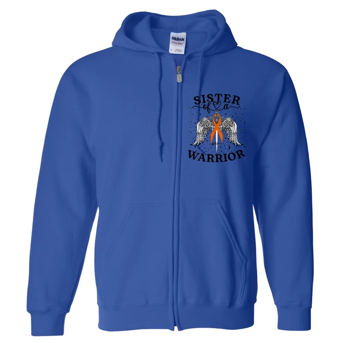 Sister Of A Warrior Leukemia Cancer Awareness Support Squad Cute Gift Full Zip Hoodie