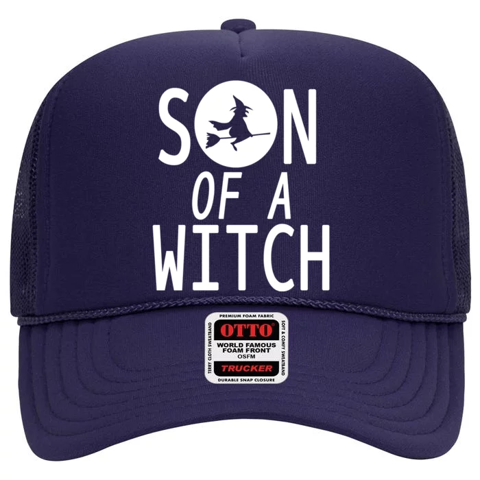 Son Of A Witch Funny Halloween High Crown Mesh Trucker Hat