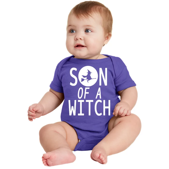 Son Of A Witch Funny Halloween Baby Bodysuit