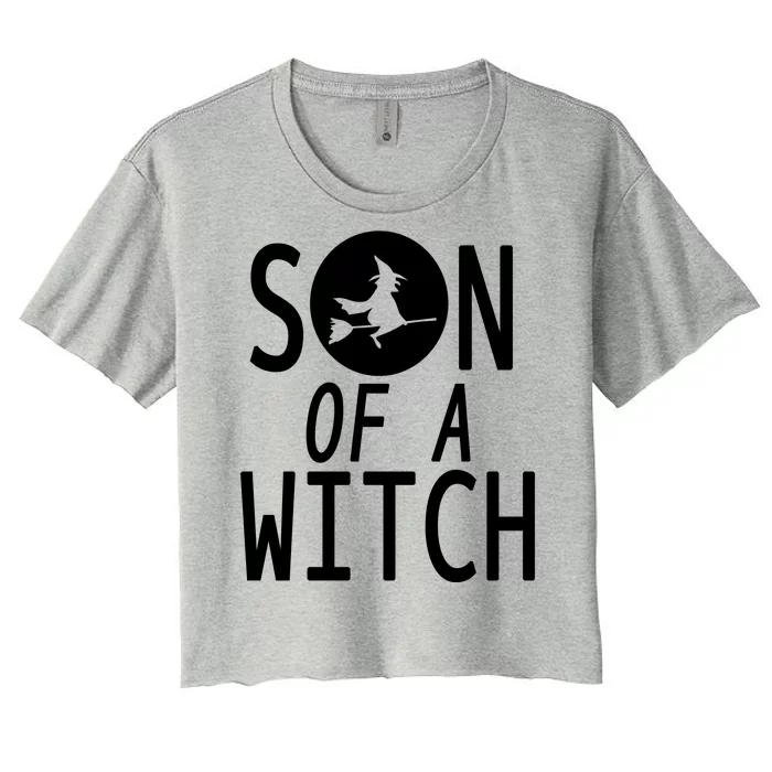 Son Of A Witch Funny Halloween Women's Crop Top Tee