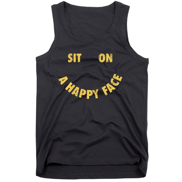 Sit On A Happy Face Funny Face Icon Meme Tank Top