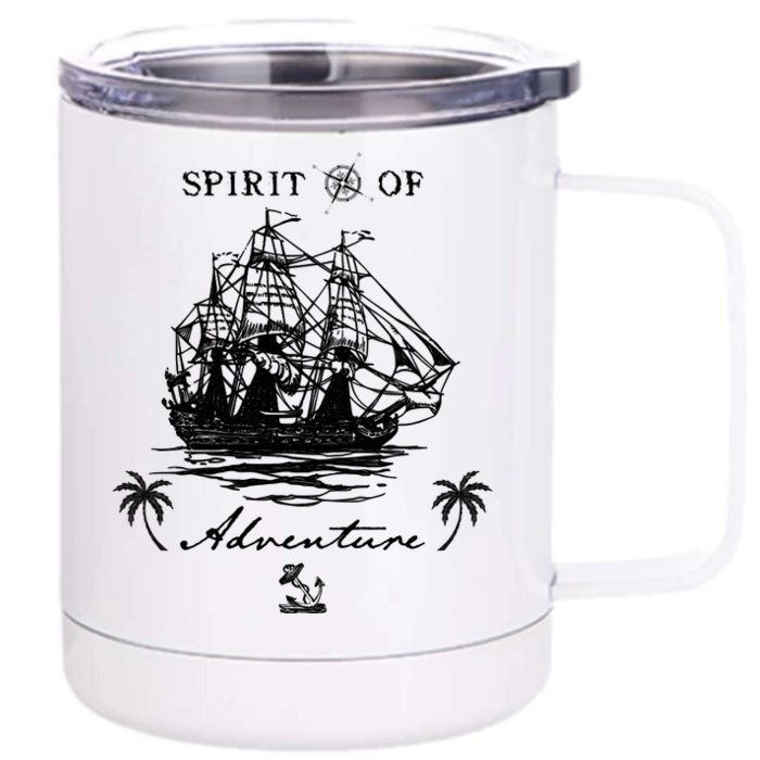 SPIRIT OF ADVENTURE Classic Nautical Ship, Compass & Anchor Front & Back 12oz Stainless Steel Tumbler Cup