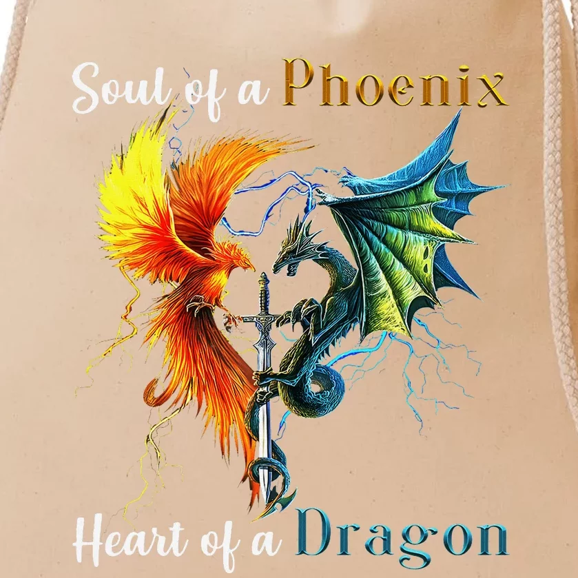 Soul Of A Phoenix Heart Of A Dragon Drawstring Bag