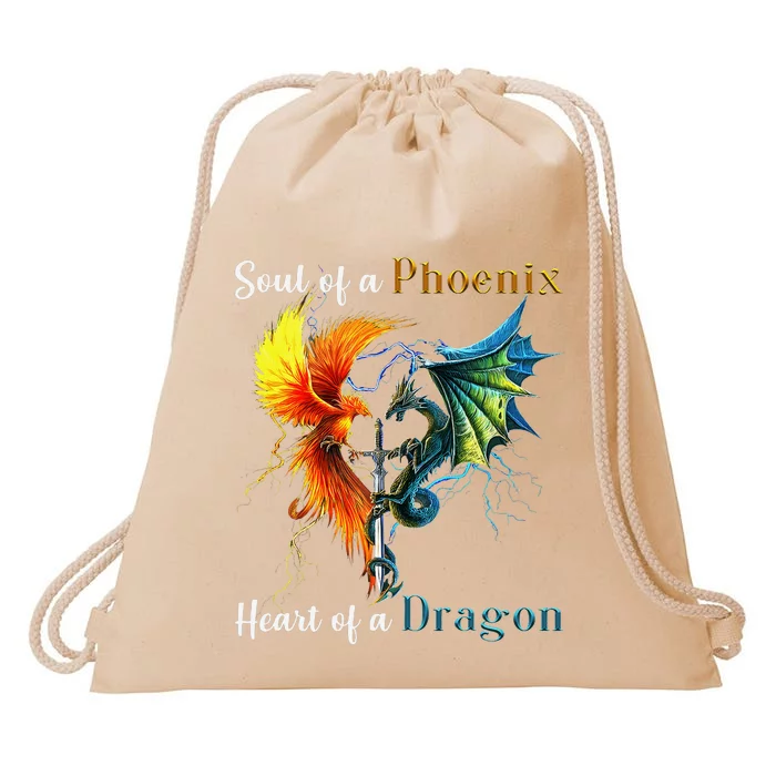 Soul Of A Phoenix Heart Of A Dragon Drawstring Bag