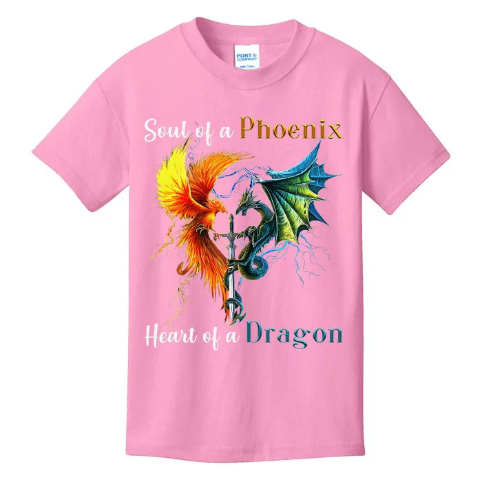 Soul Of A Phoenix Heart Of A Dragon Kids T-Shirt