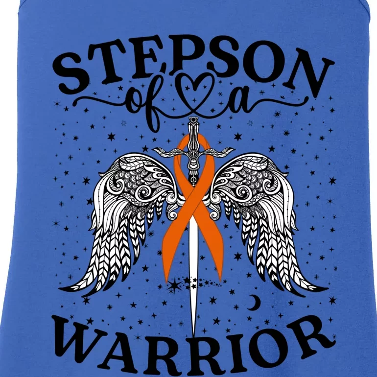 Stepson Of A Warrior Leukemia Cancer Awareness Support Squad Gift Ladies Essential Tank