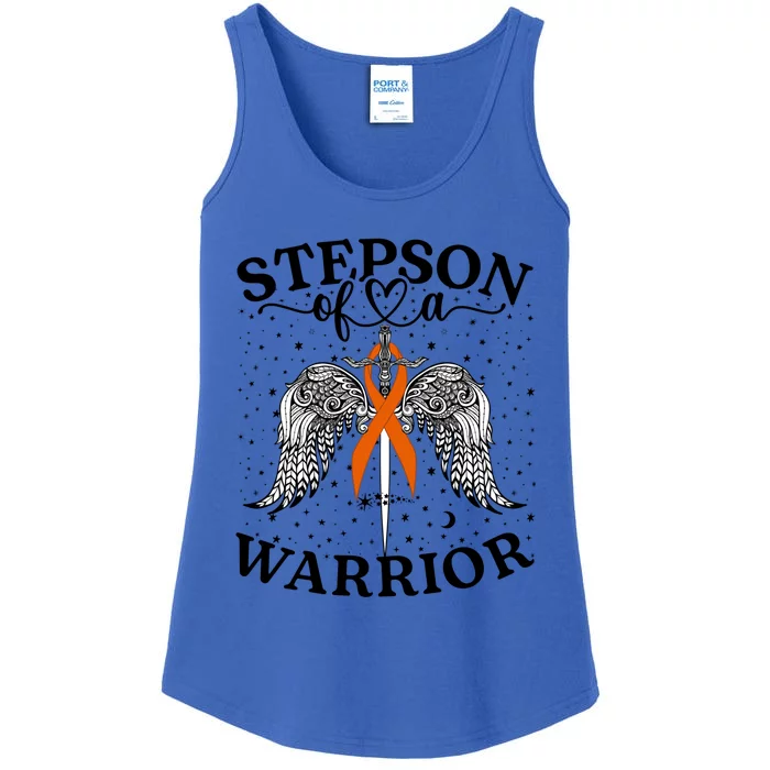 Stepson Of A Warrior Leukemia Cancer Awareness Support Squad Gift Ladies Essential Tank