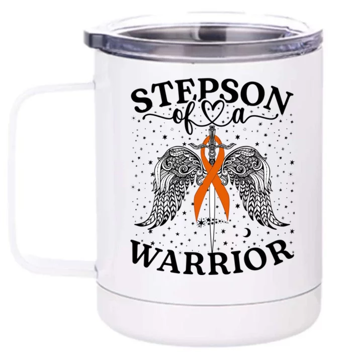 Stepson Of A Warrior Leukemia Cancer Awareness Support Squad Gift Front & Back 12oz Stainless Steel Tumbler Cup