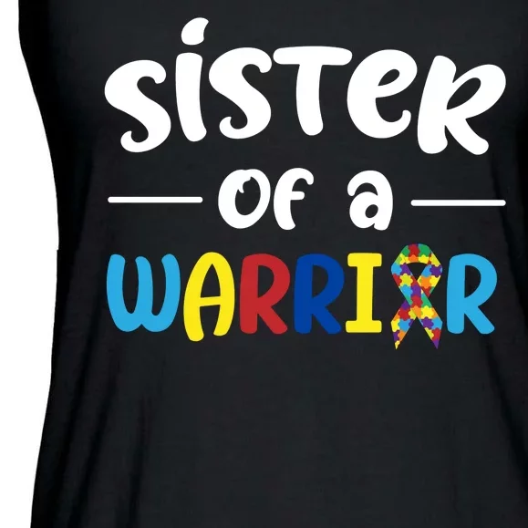 Sister Of A Warrior Autism Awareness Ladies Essential Flowy Tank