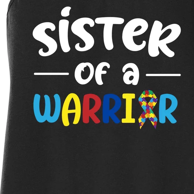 Sister Of A Warrior Autism Awareness Women's Racerback Tank