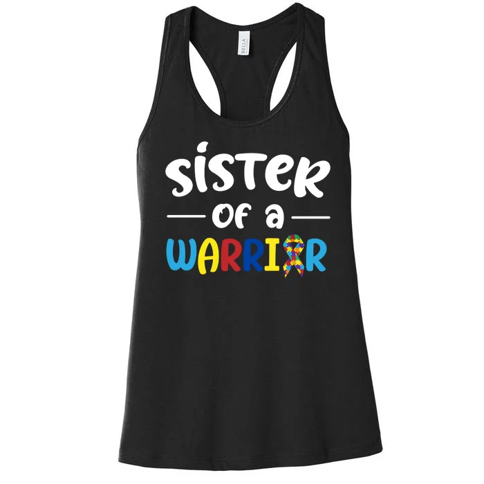 Sister Of A Warrior Autism Awareness Women's Racerback Tank