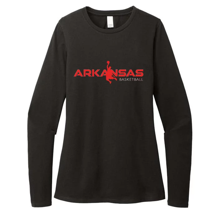 State Of Arkansas Basketball Fan Souvenir Dunking Silhouette Womens CVC Long Sleeve Shirt