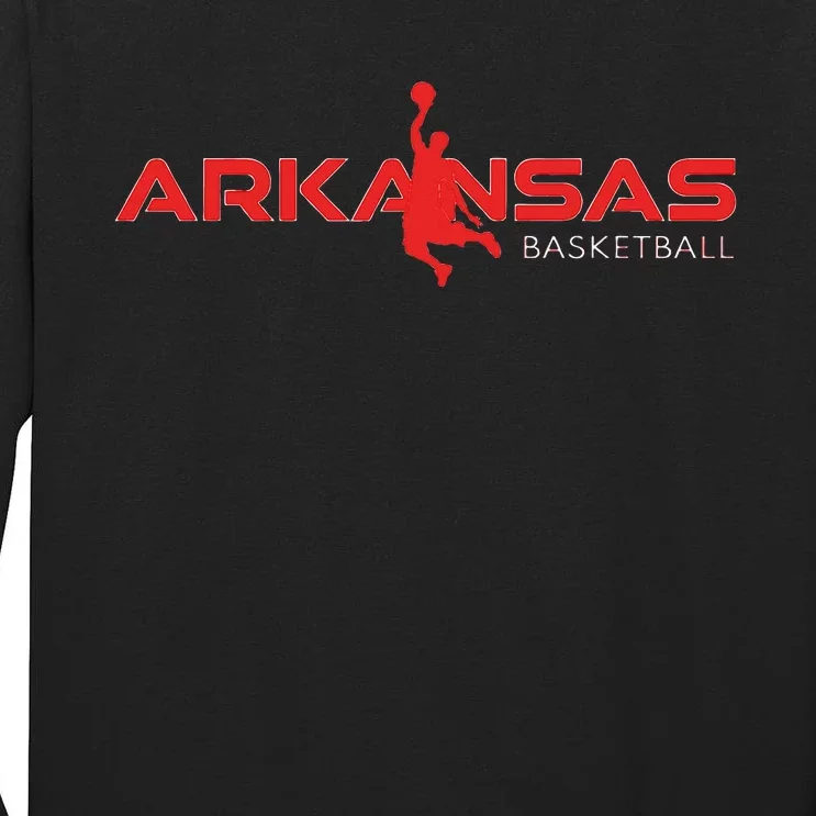 State Of Arkansas Basketball Fan Souvenir Dunking Silhouette Tall Long Sleeve T-Shirt