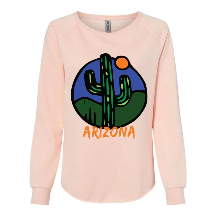 State Of Arizona Cactus Sun And Desert Womens California Wash Sweatshirt