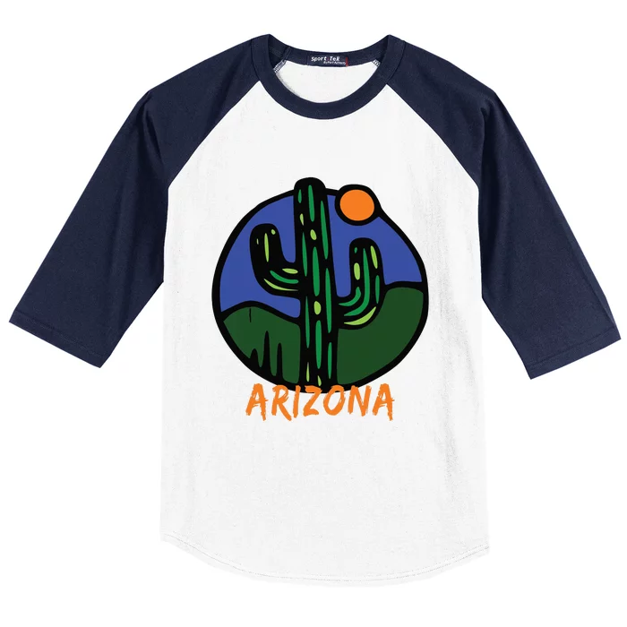 State Of Arizona Cactus Sun And Desert Baseball Sleeve Shirt