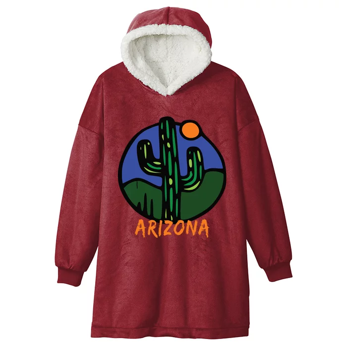 State Of Arizona Cactus Sun And Desert Hooded Wearable Blanket