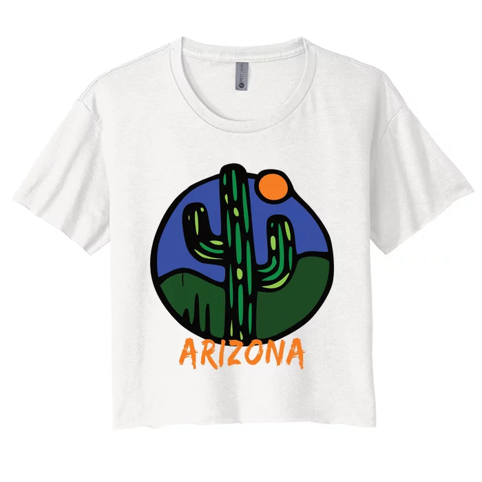 State Of Arizona Cactus Sun And Desert Women's Crop Top Tee